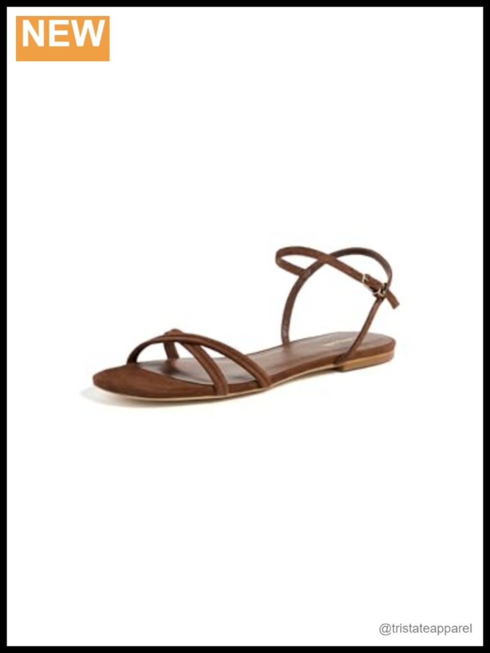 Suede ankle strap sandals, buckle closure, cushioned footbed
